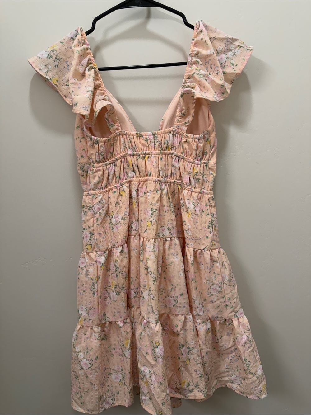 Pink Floral Tie-Front Ruffle Mini Dress - Picture 2 of 3